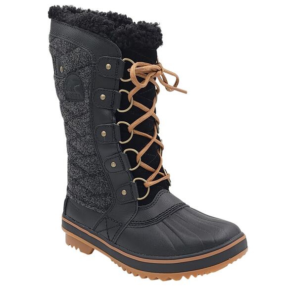 Sorel Women Tofino II Waterproof Mid Calf Snow Boots Size US 5 Black Leather - Picture 1 of 6